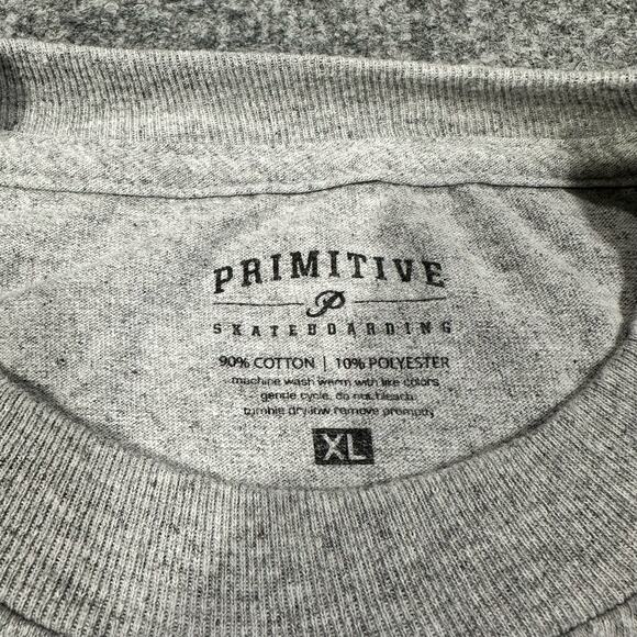 Primitive Skateboarding Mens XL Shirt Gray Short Sleeve Logo - Picture 6 of 6